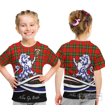 Lennox Modern Tartan Kid T-Shirt with Alba Gu Brath Regal Lion Emblem