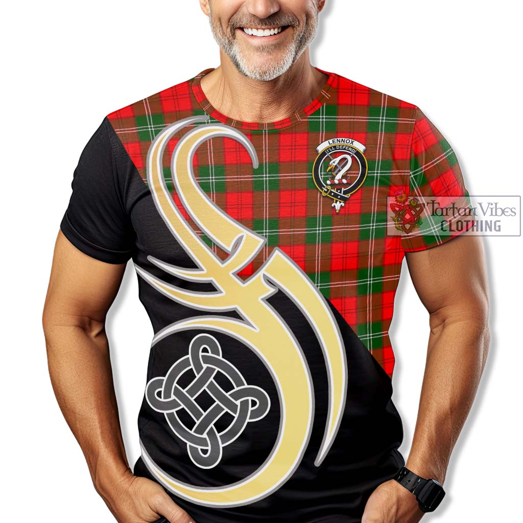 Tartan Vibes Clothing Lennox Modern Tartan T-Shirt with Family Crest and Celtic Symbol Style