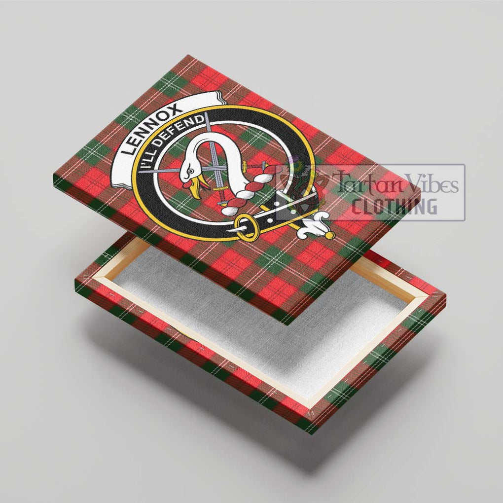 Lennox Modern Tartan Canvas Print Wall Art with Family Crest - Tartan Vibes Clothing