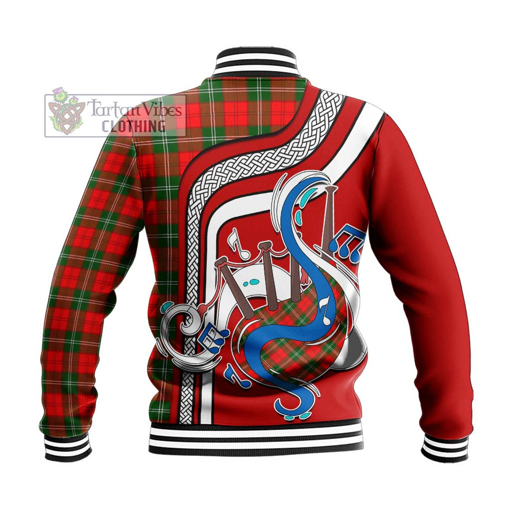 Tartan Vibes Clothing Lennox Modern Tartan Baseball Jacket with Epic Bagpipe Style