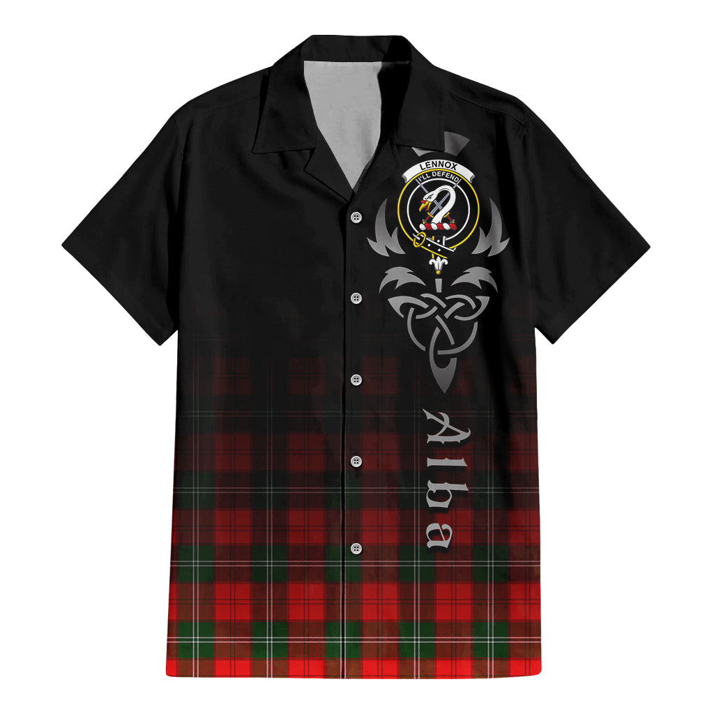 Tartan Vibes Clothing Lennox Modern Tartan Short Sleeve Button Up Featuring Alba Gu Brath Family Crest Celtic Inspired