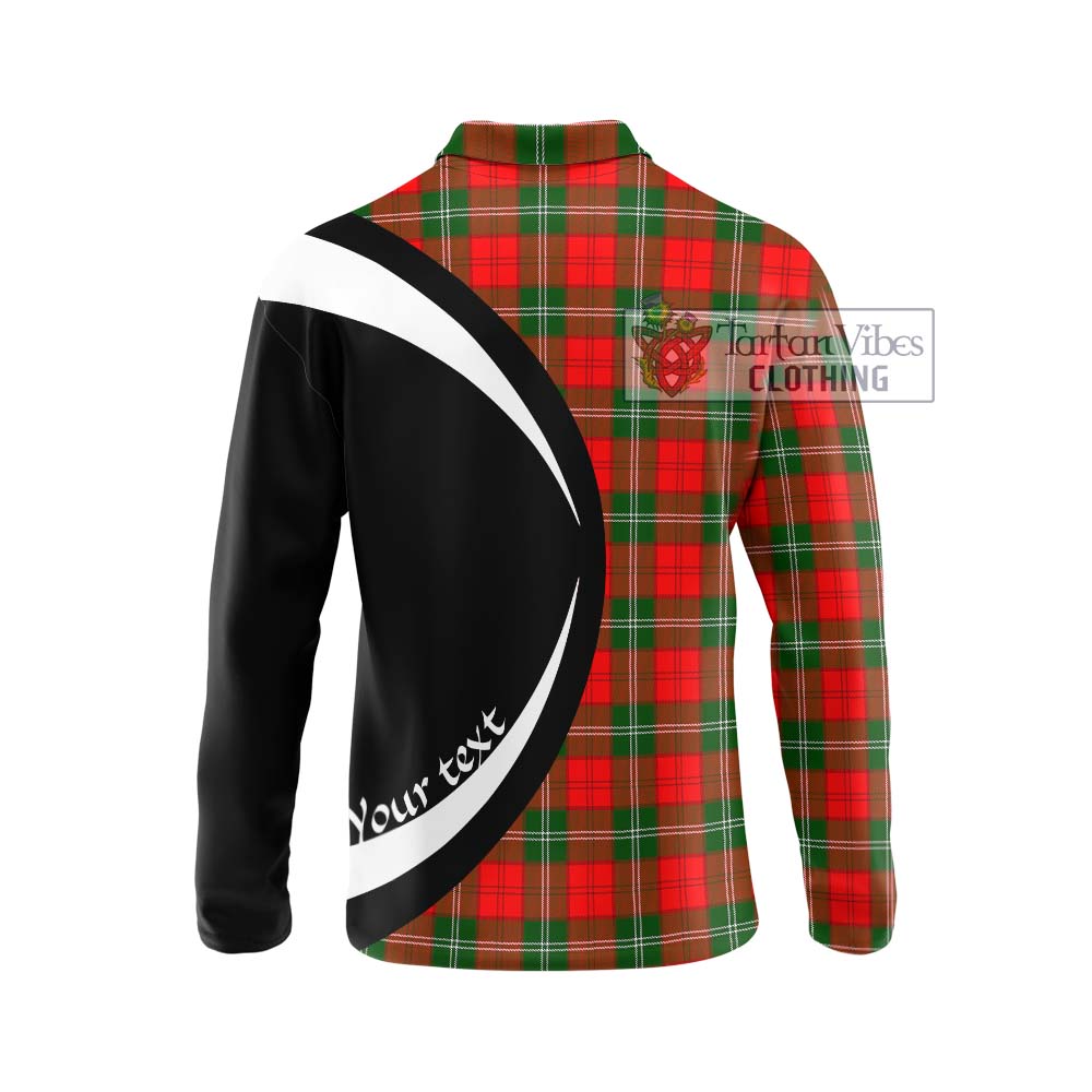 Lennox Modern Tartan Long Sleeve Polo Shirt with Family Crest Circle Style - Tartan Vibes Clothing