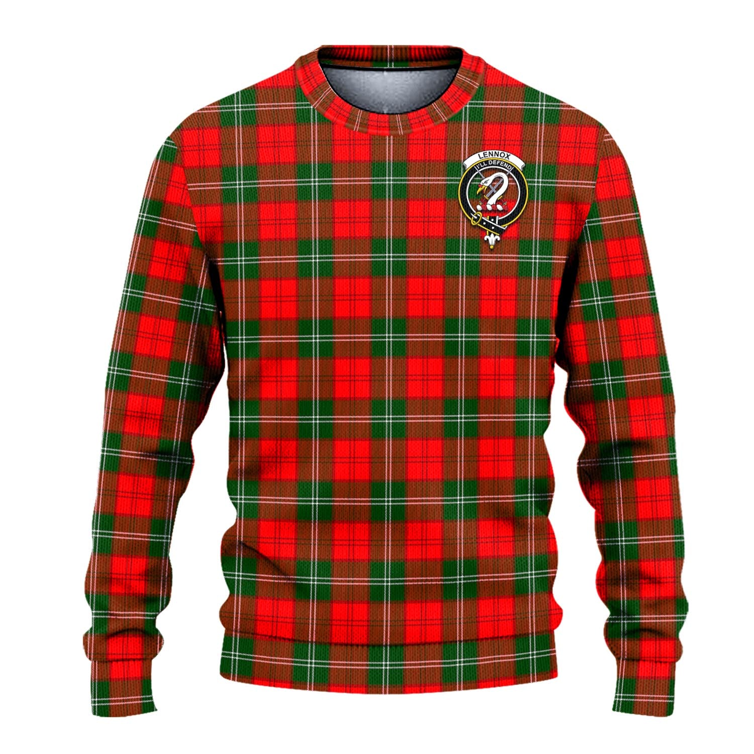 Lennox Modern Tartan Knitted Sweater with Family Crest - Tartanvibesclothing