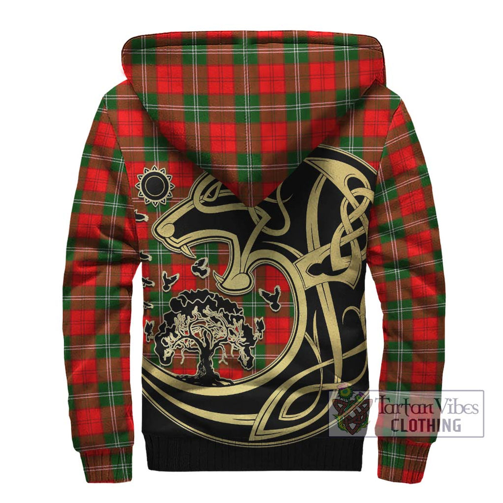 Lennox Modern Tartan Sherpa Hoodie with Family Crest Celtic Wolf Style - Tartan Vibes Clothing