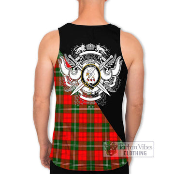 Lennox Modern Tartan Men's Tank Top with Family Crest and Military Logo Style