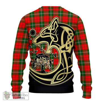 Lennox Modern Tartan Ugly Sweater with Family Crest Celtic Wolf Style