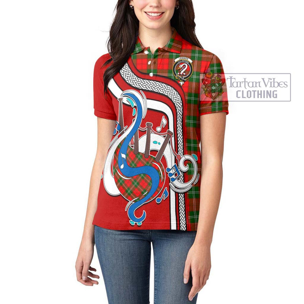 Lennox Modern Tartan Women's Polo Shirt with Epic Bagpipe Style - Tartanvibesclothing Shop