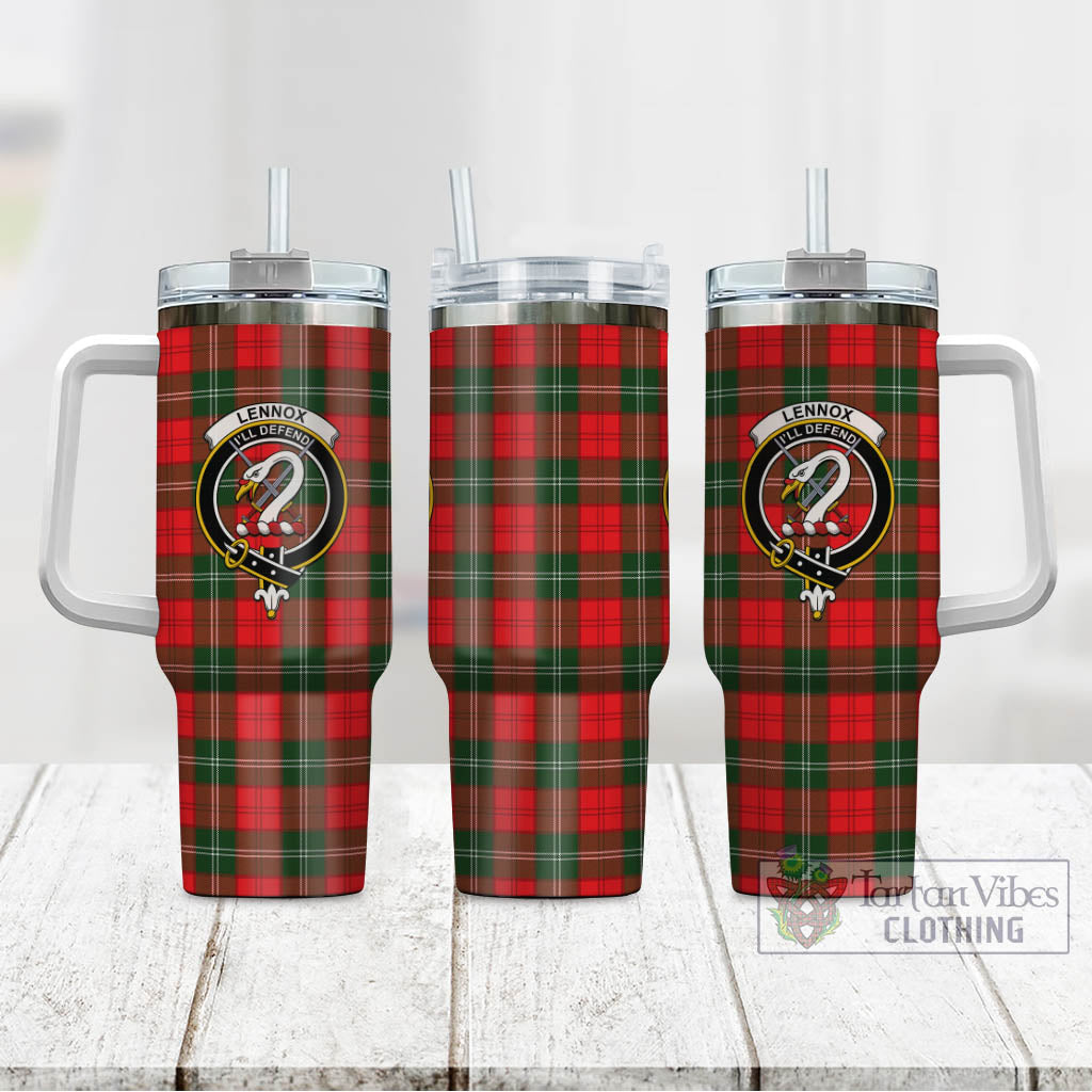 Tartan Vibes Clothing Lennox Modern Tartan and Family Crest Tumbler with Handle