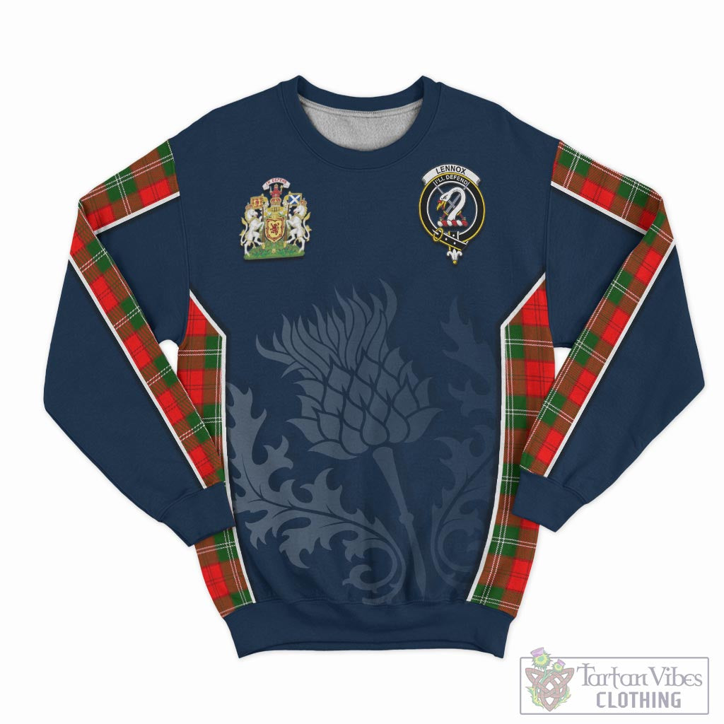 Tartan Vibes Clothing Lennox Modern Tartan Sweatshirt with Family Crest and Scottish Thistle Vibes Sport Style