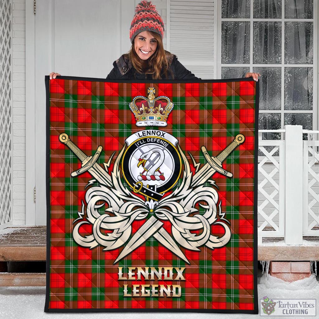 Tartan Vibes Clothing Lennox Modern Tartan Quilt with Clan Crest and the Golden Sword of Courageous Legacy