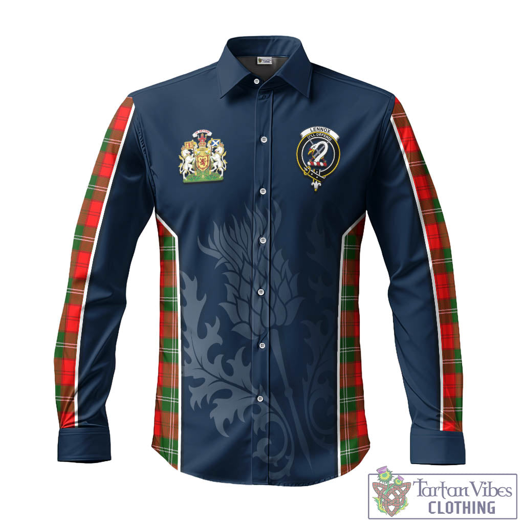 Tartan Vibes Clothing Lennox Modern Tartan Long Sleeve Button Up Shirt with Family Crest and Scottish Thistle Vibes Sport Style