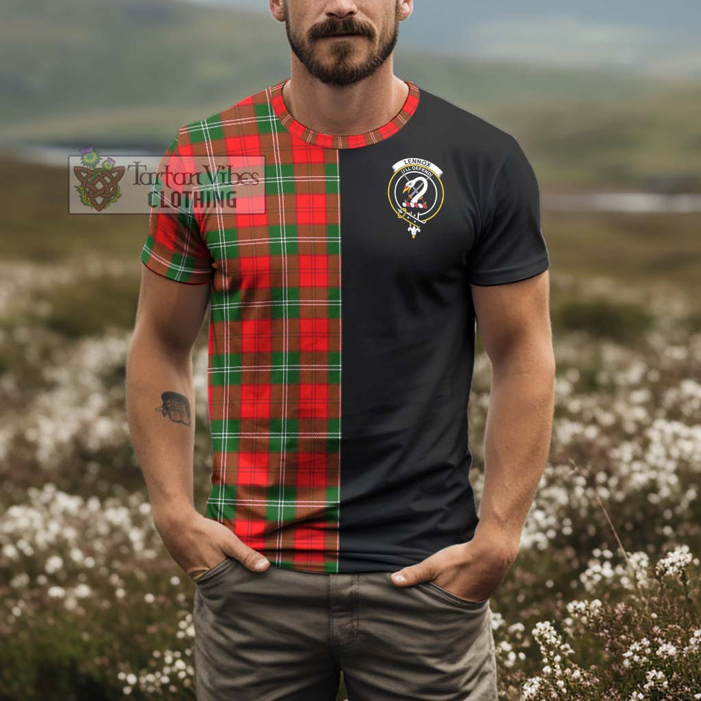 Lennox Modern Tartan T-Shirt with Family Crest and Half Of Me Style - Tartanvibesclothing Shop