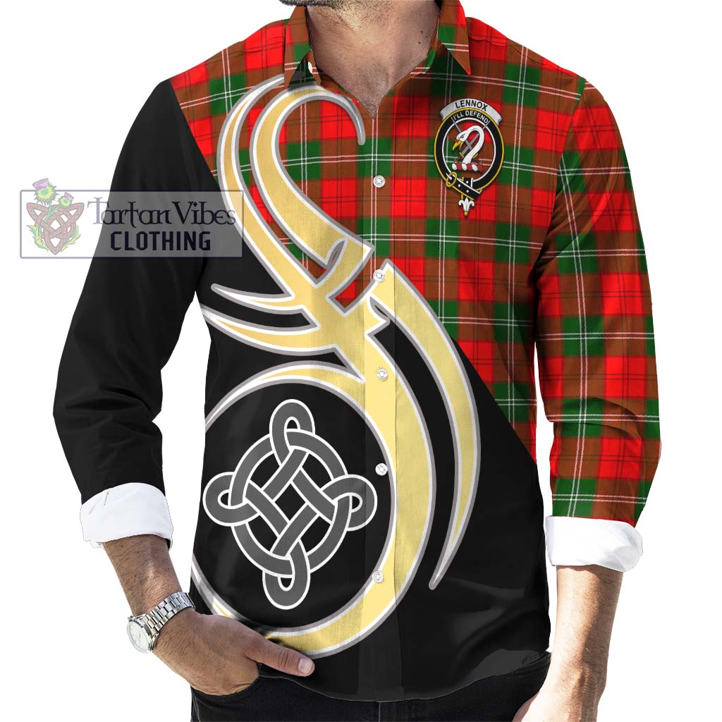 Lennox Modern Tartan Long Sleeve Button Shirt with Family Crest and Celtic Symbol Style - Tartan Vibes Clothing