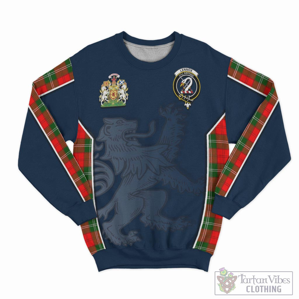 Tartan Vibes Clothing Lennox Modern Tartan Sweater with Family Crest and Lion Rampant Vibes Sport Style