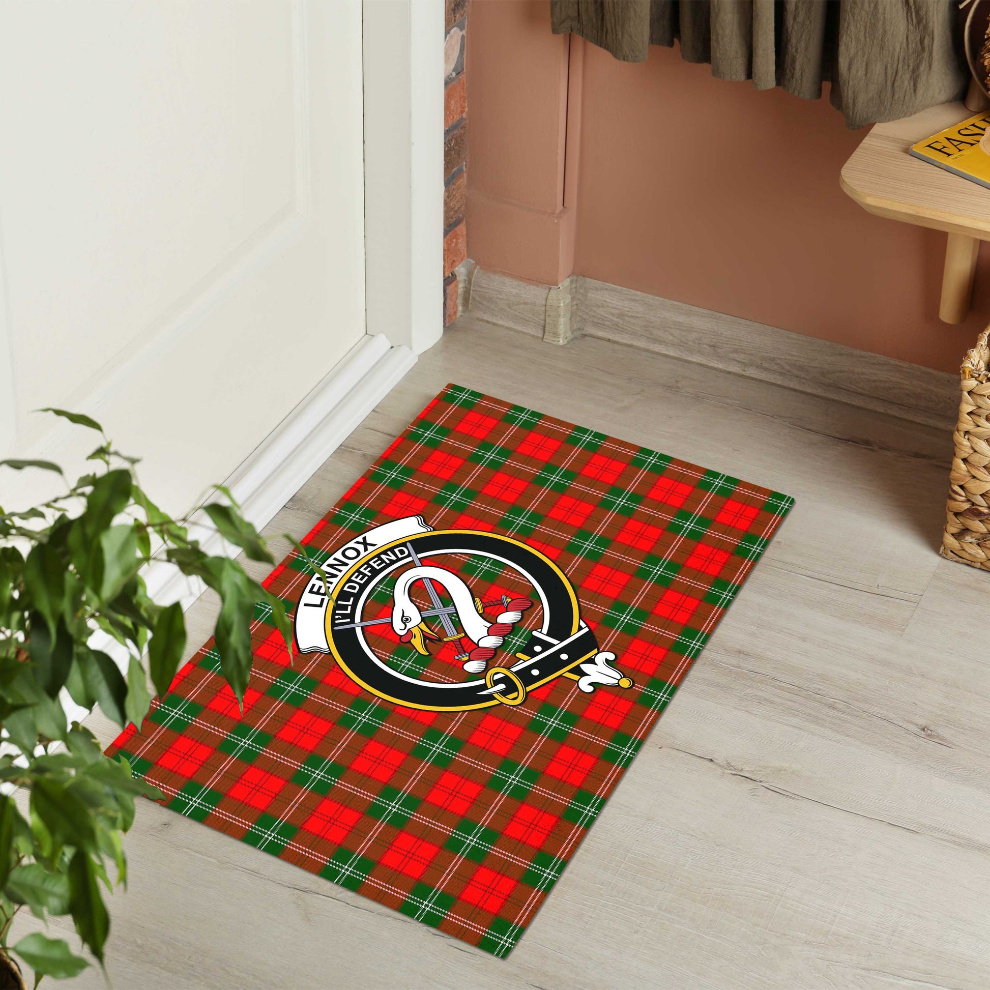 Lennox Modern Tartan Door Mat with Family Crest - Tartanvibesclothing