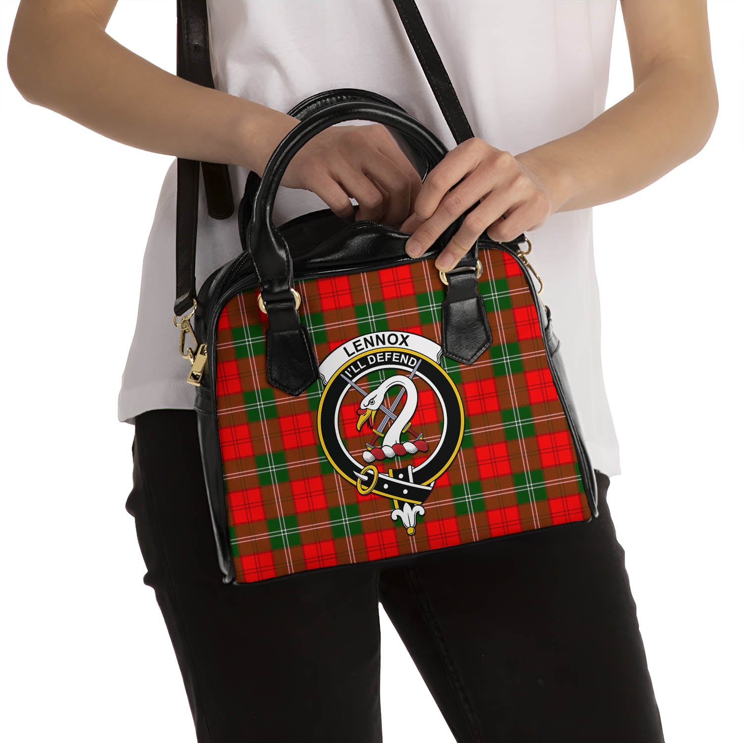 Lennox Modern Tartan Shoulder Handbags with Family Crest - Tartanvibesclothing