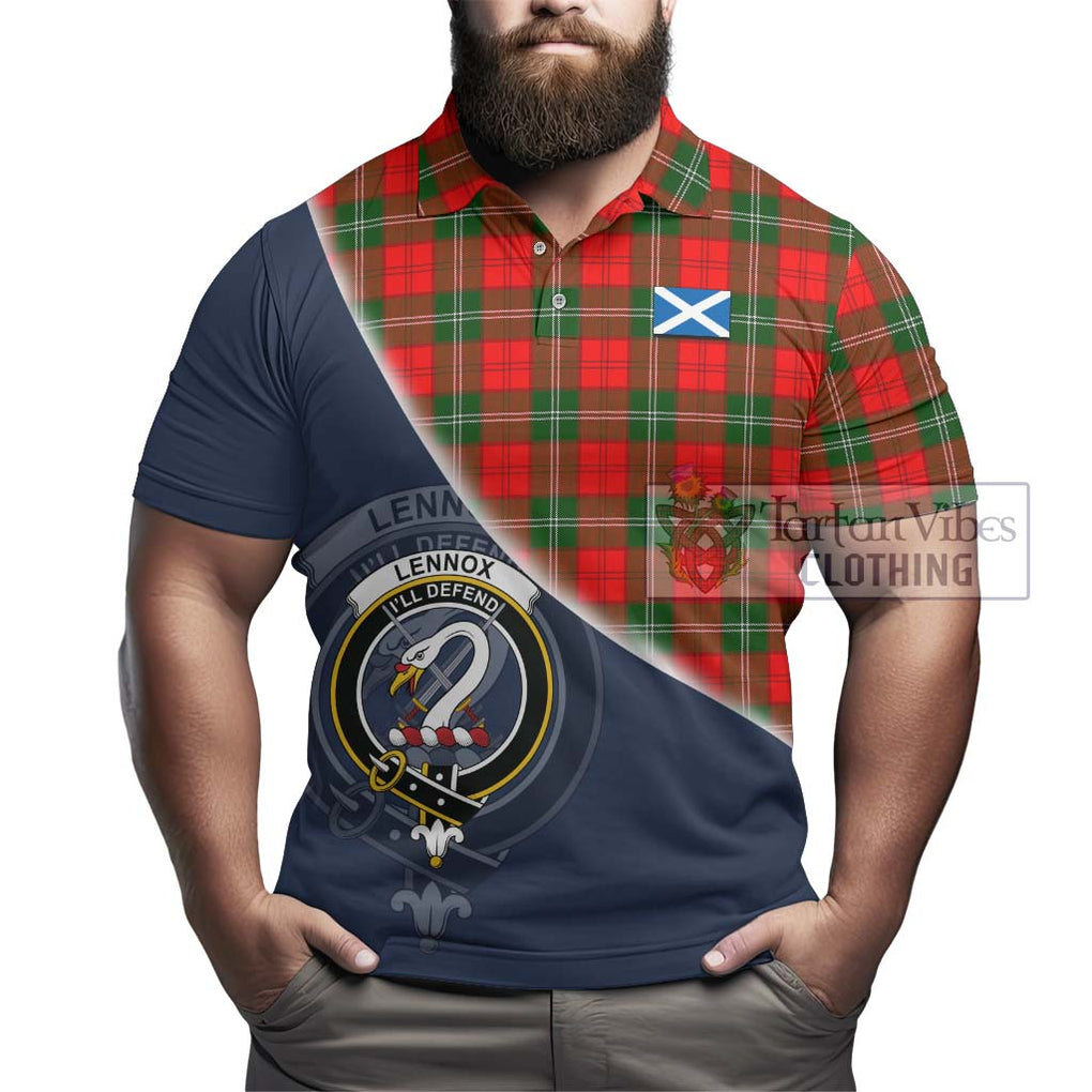 Lennox Modern Tartan Polo Shirt with Personalised National Flag and Family Crest Half Style - Tartanvibesclothing Shop