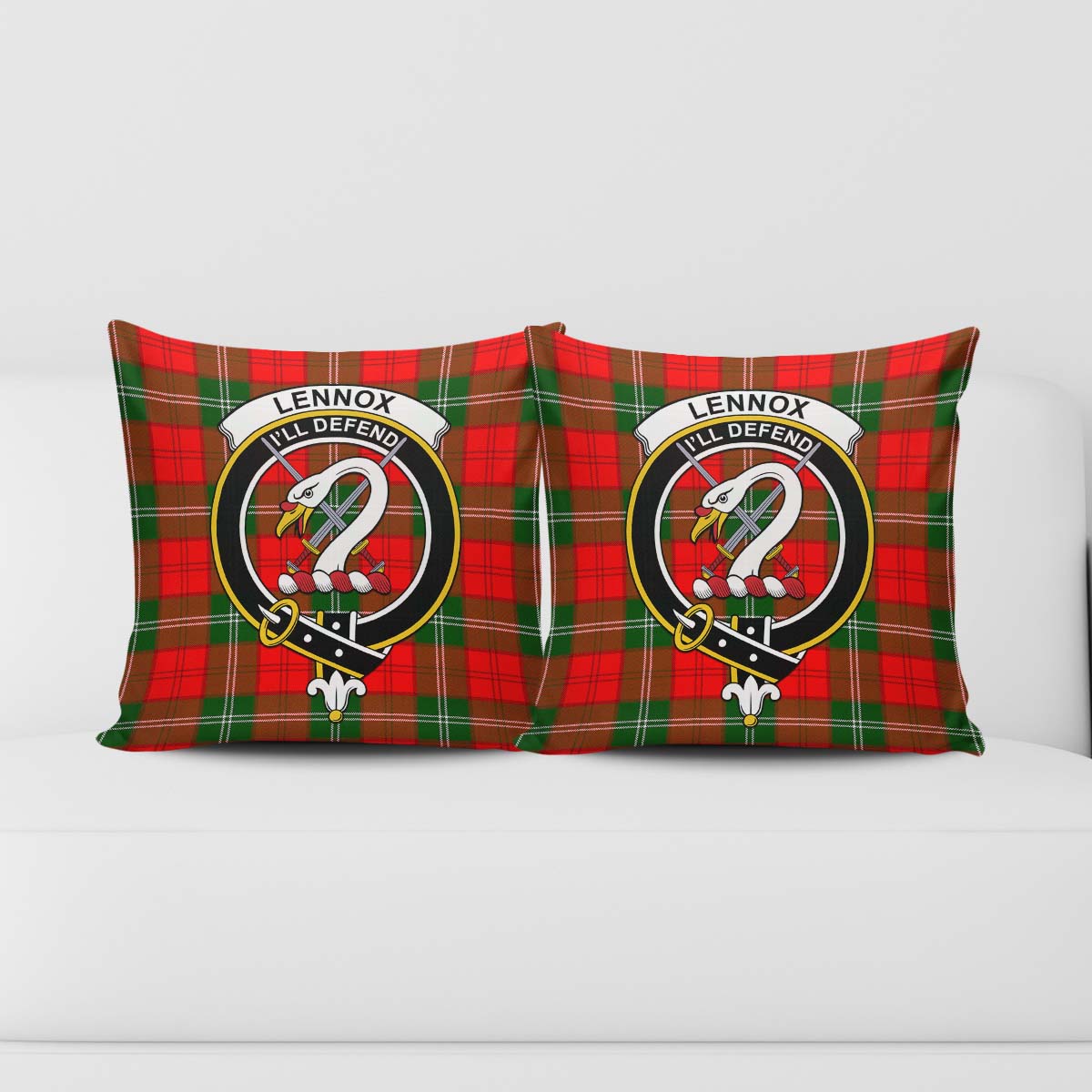 Lennox Modern Tartan Pillow Cover with Family Crest - Tartanvibesclothing