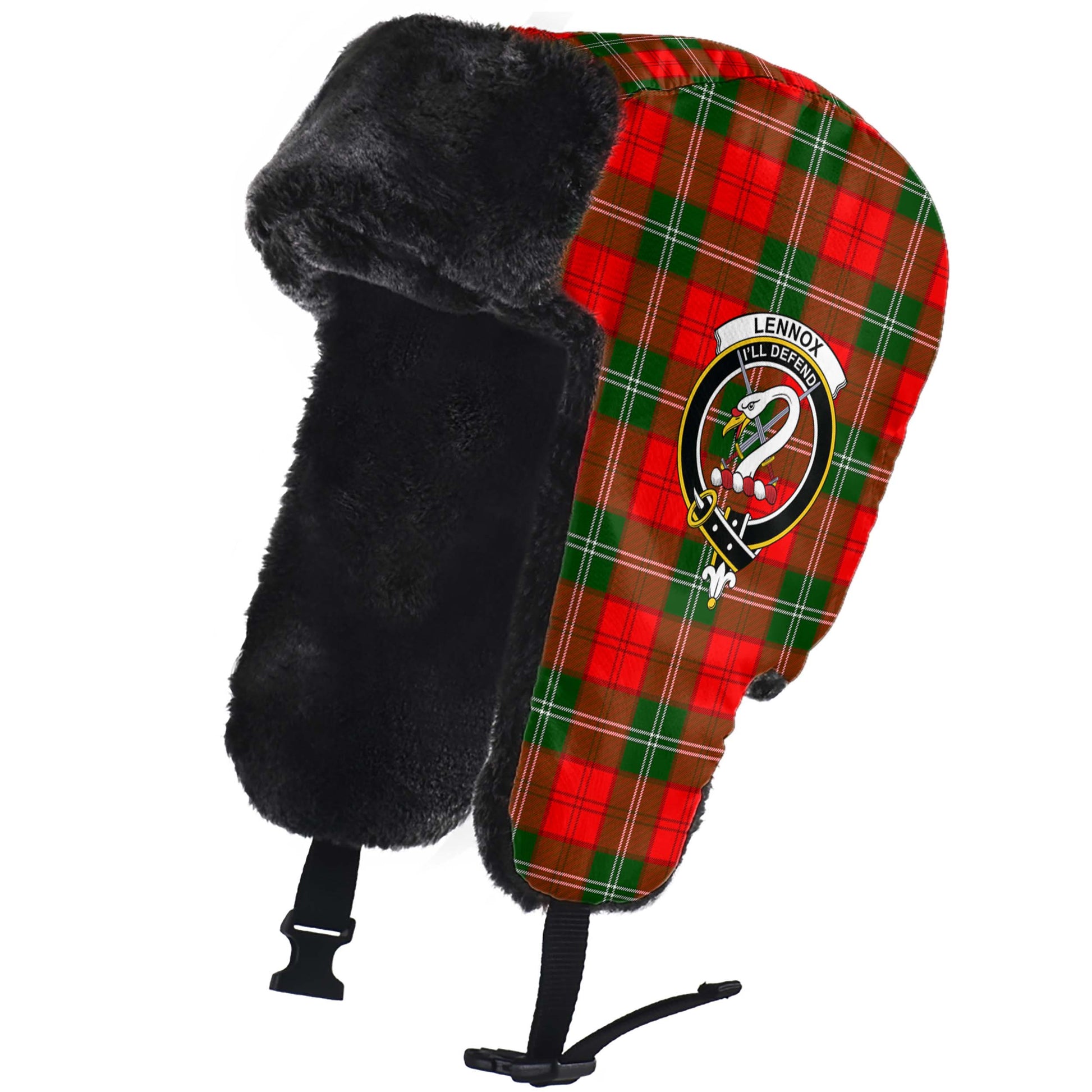 Lennox Modern Tartan Winter Trapper Hat with Family Crest - Tartanvibesclothing