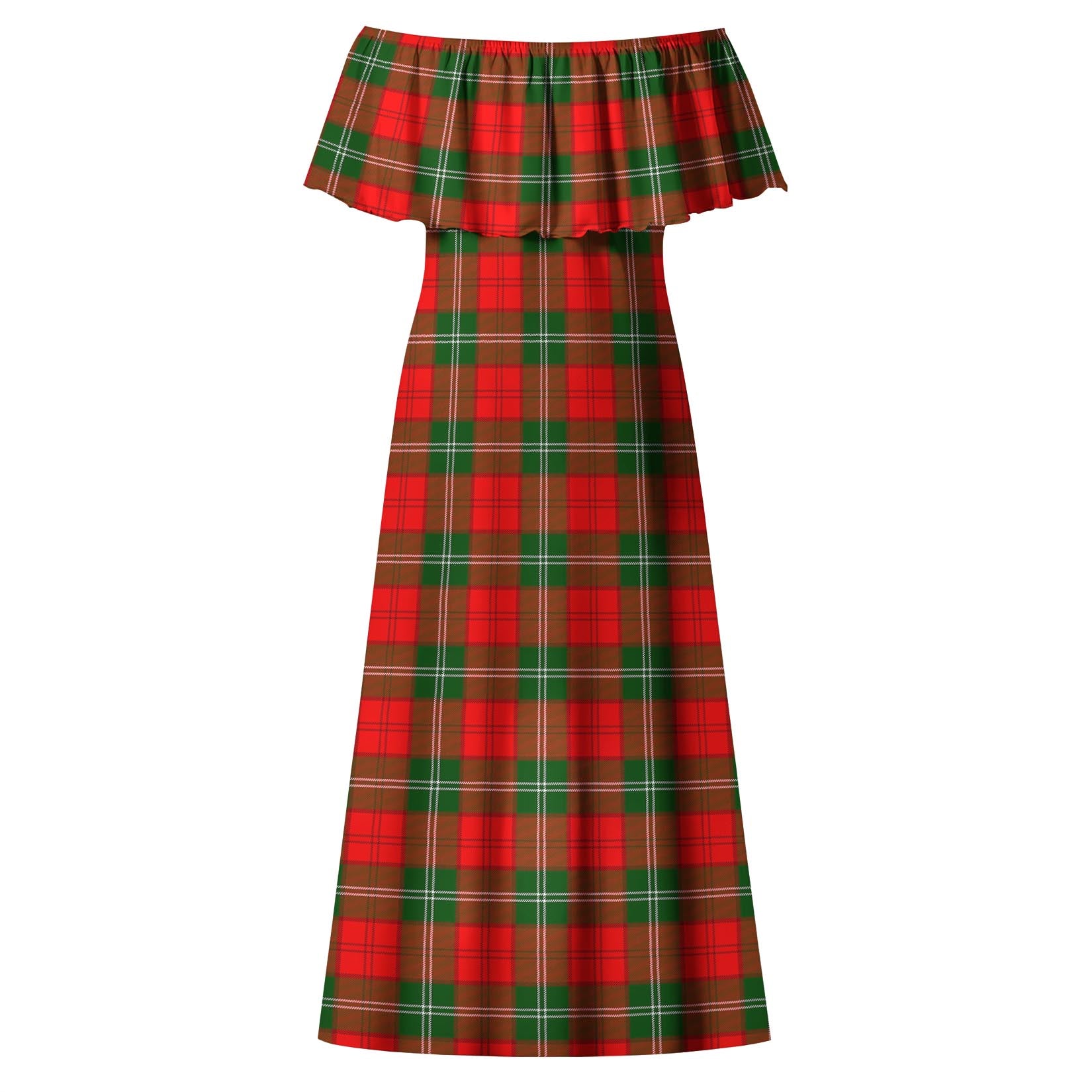 Lennox Modern Tartan Off Shoulder Long Dress - Tartanvibesclothing