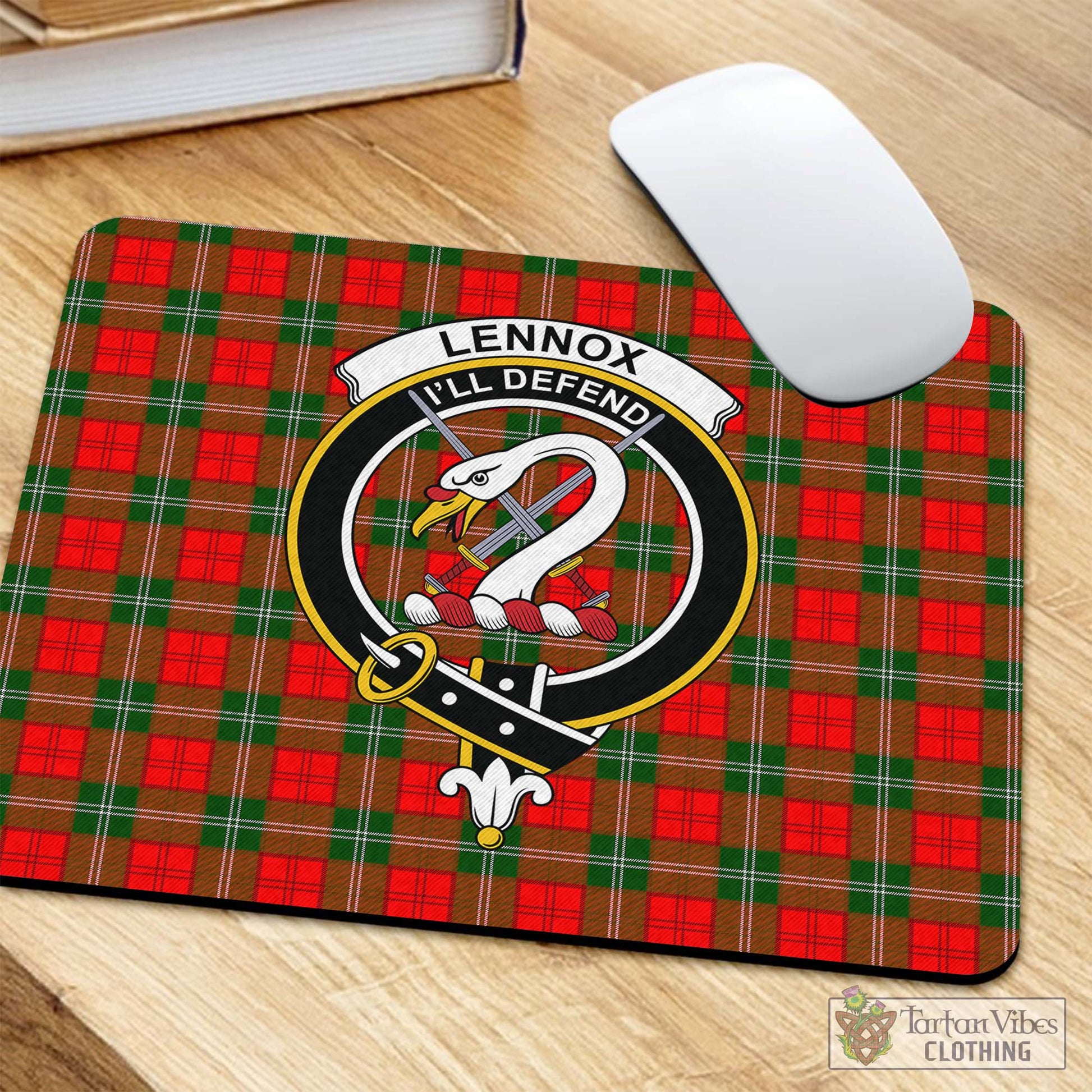 Tartan Vibes Clothing Lennox Modern Tartan Mouse Pad with Family Crest