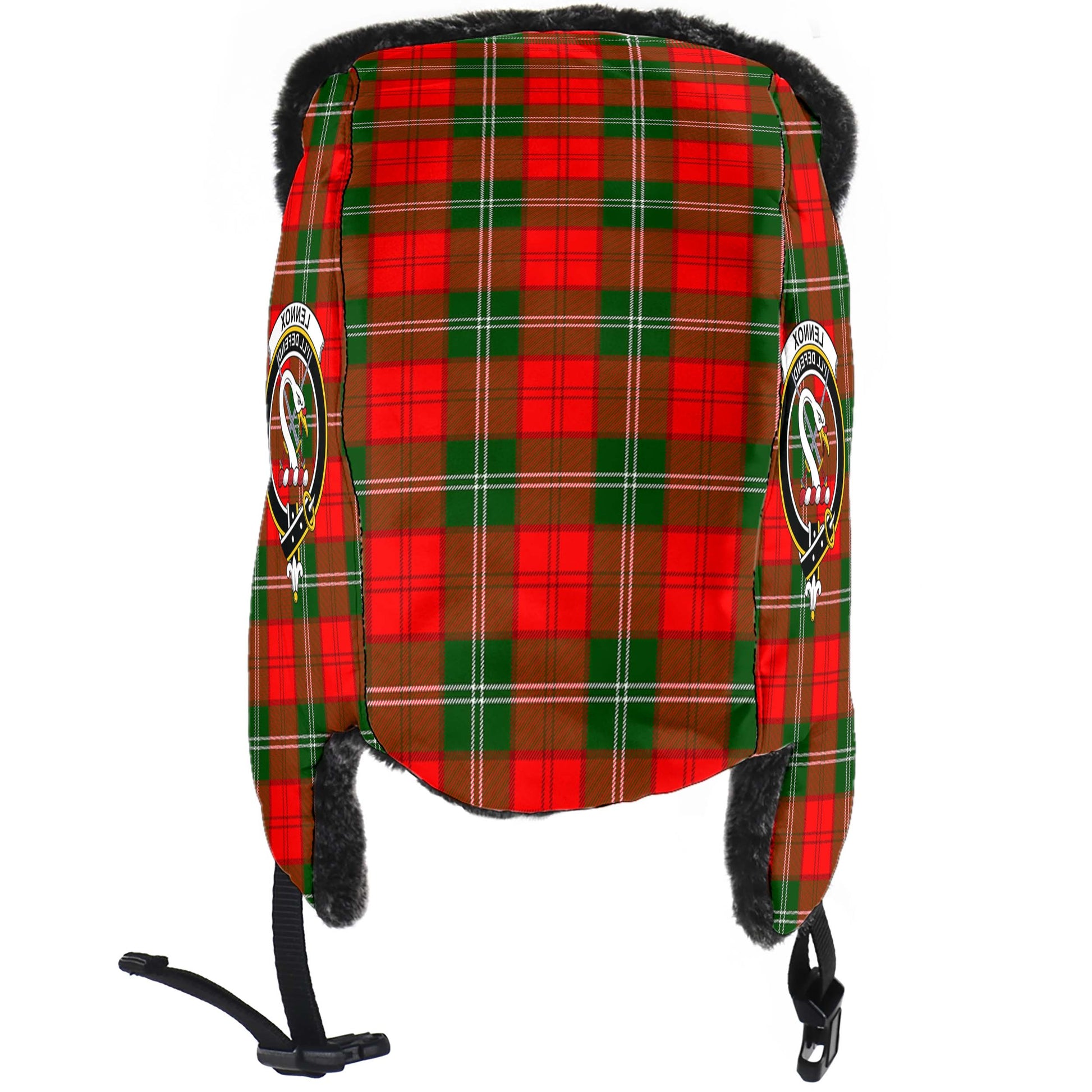 Lennox Modern Tartan Winter Trapper Hat with Family Crest - Tartanvibesclothing