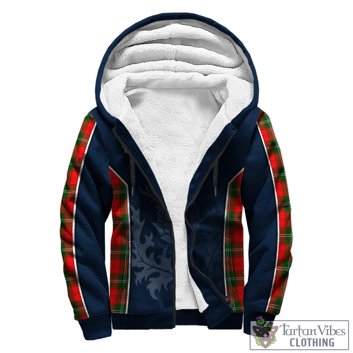 Tartan Vibes Clothing Lennox Modern Tartan Sherpa Hoodie with Family Crest and Scottish Thistle Vibes Sport Style