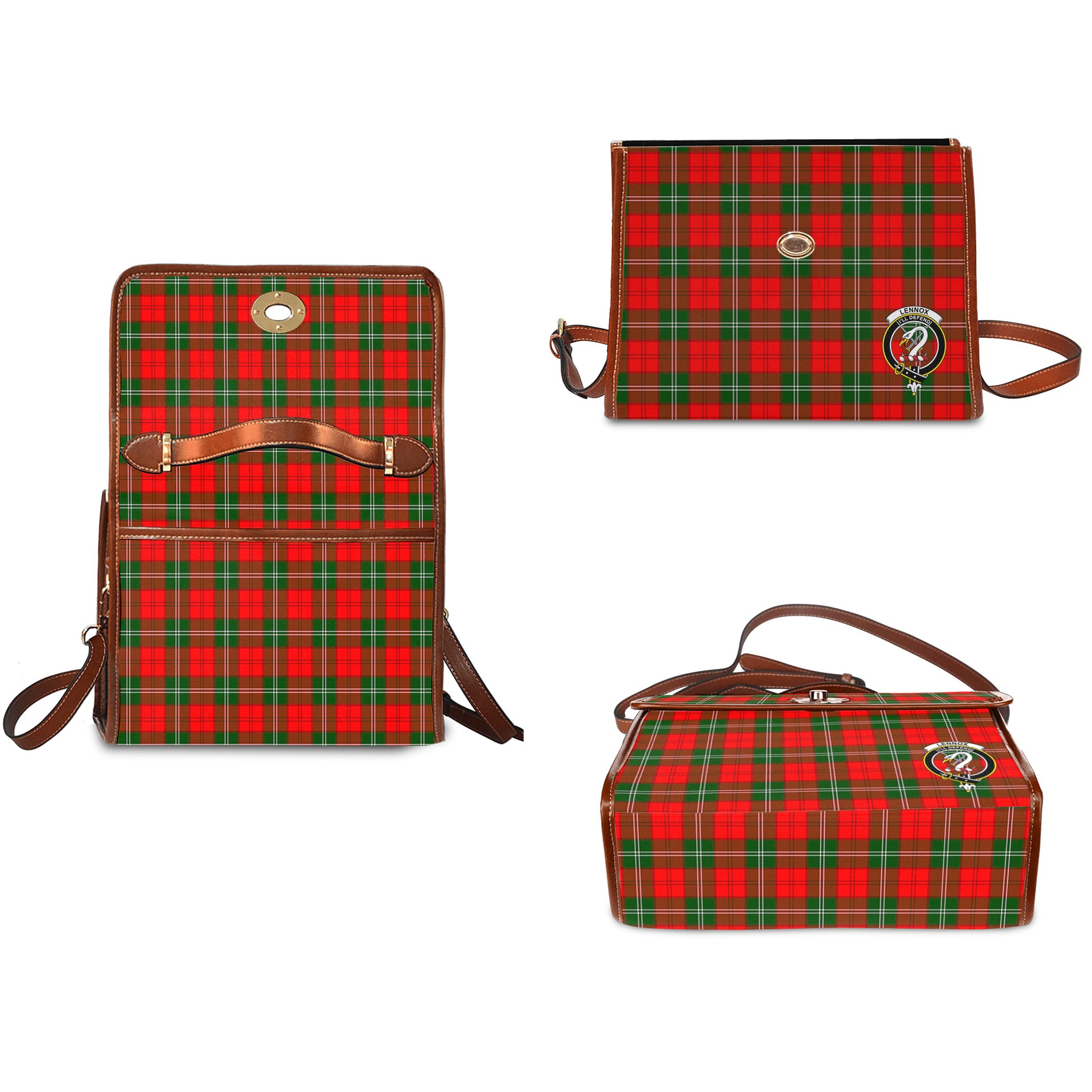 lennox-modern-tartan-leather-strap-waterproof-canvas-bag-with-family-crest