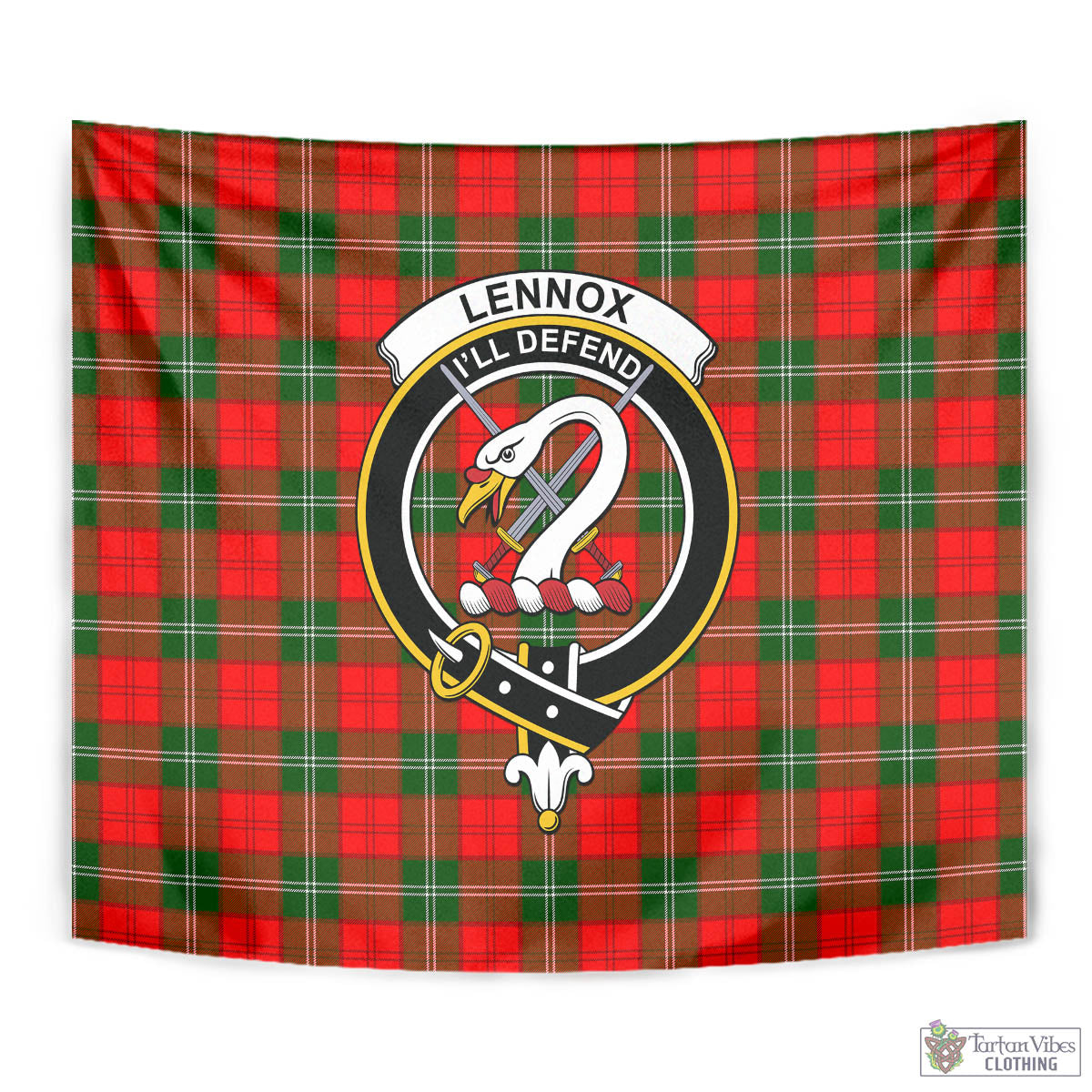 Tartan Vibes Clothing Lennox Modern Tartan Tapestry Wall Hanging and Home Decor for Room with Family Crest