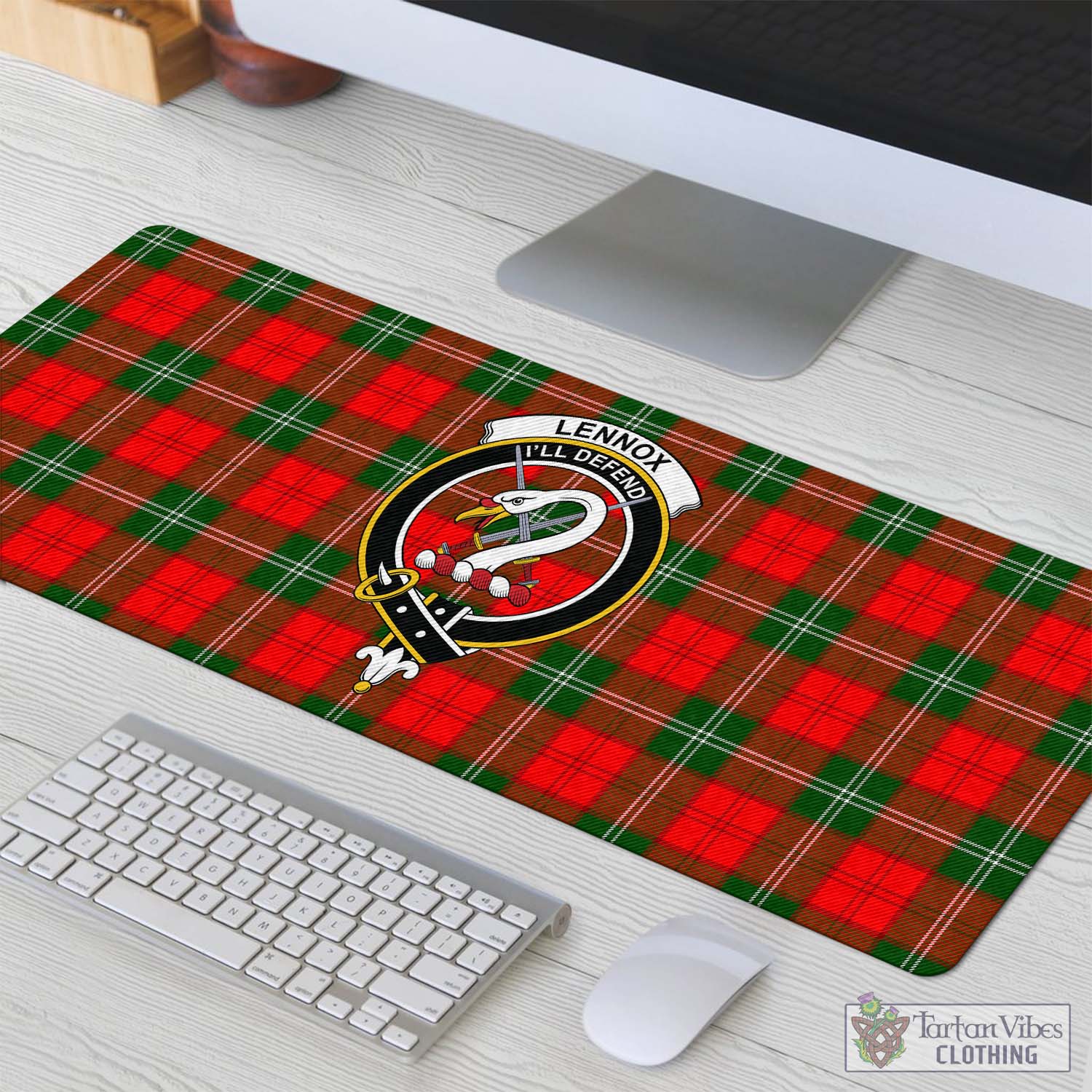 Tartan Vibes Clothing Lennox Modern Tartan Mouse Pad with Family Crest