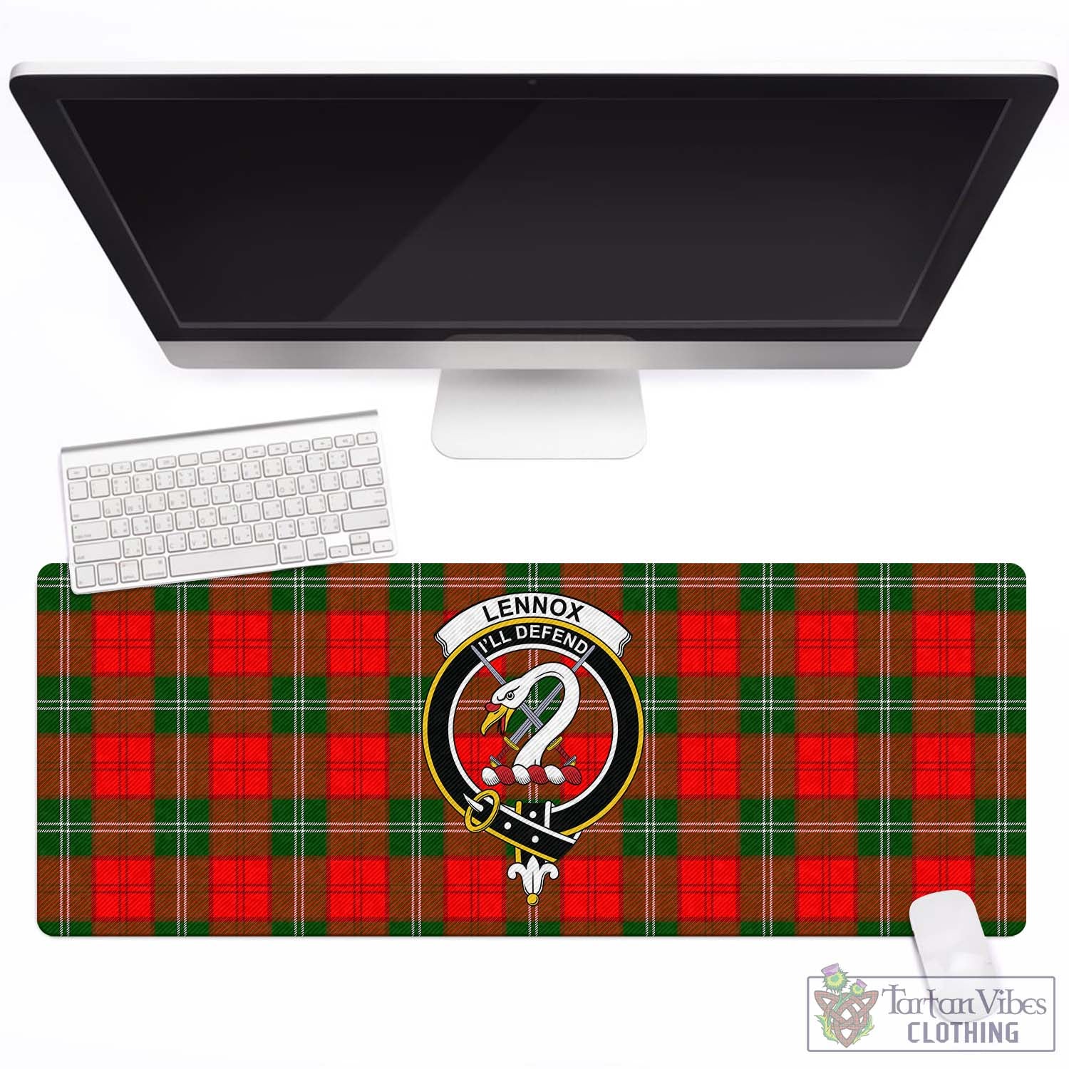 Tartan Vibes Clothing Lennox Modern Tartan Mouse Pad with Family Crest