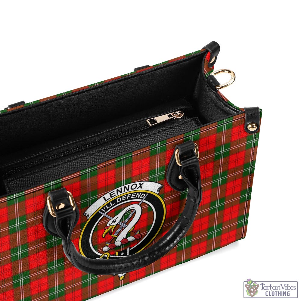 Tartan Vibes Clothing Lennox Modern Tartan Luxury Leather Handbags with Family Crest