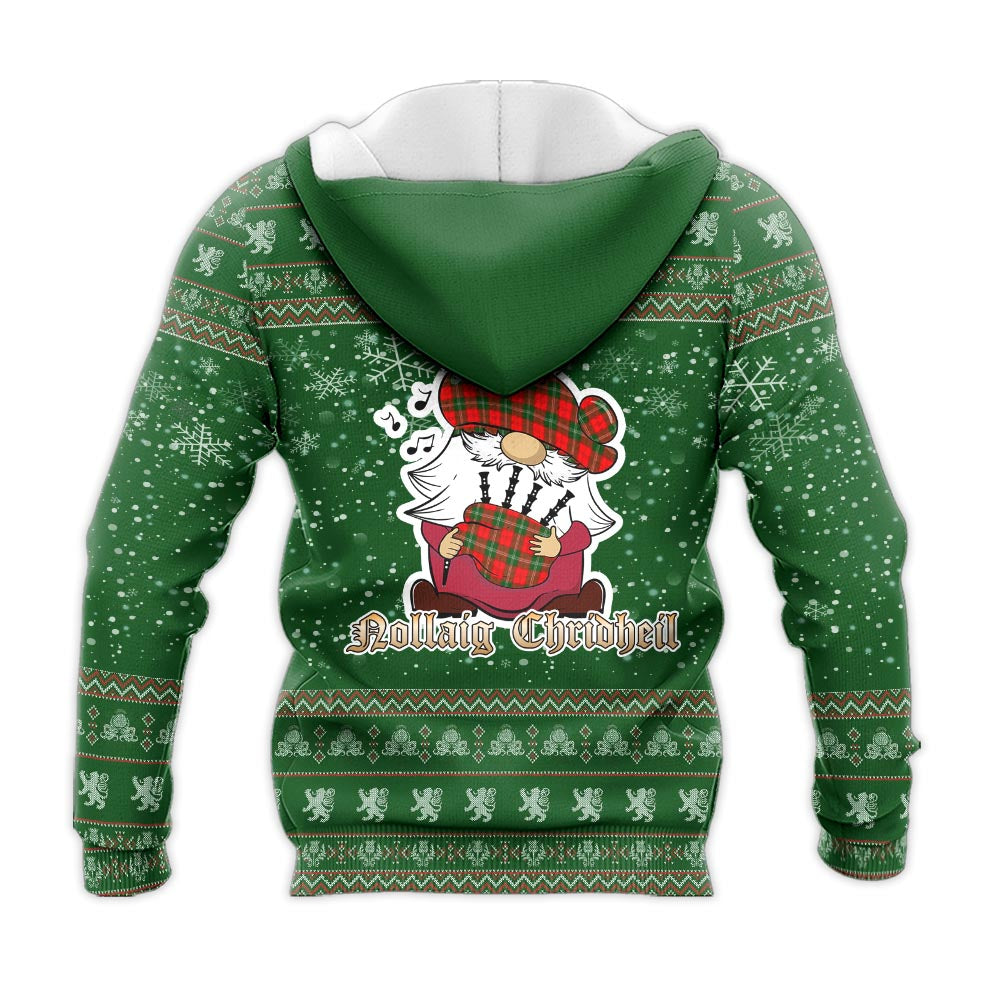 Lennox Modern Clan Christmas Knitted Hoodie with Funny Gnome Playing Bagpipes - Tartanvibesclothing