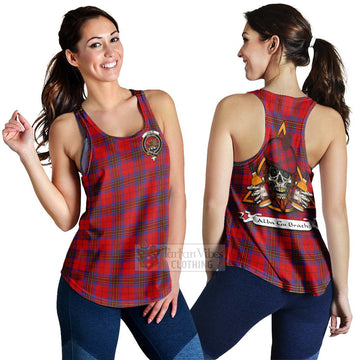 Leslie Tartan Women's Racerback Tanks with Family Crest and Bearded Skull Holding Bottles of Whiskey