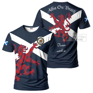 Leslie Tartan Lion Rampant T-Shirt Proudly Display Your Heritage with Alba Gu Brath and Clan Name