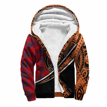 Leslie Crest Tartan Sherpa Hoodie with Polynesian Vibes Style - Orange Version