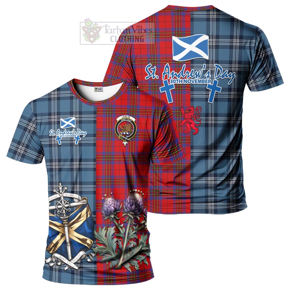 Tartan Vibes Clothing Leslie Tartan T-Shirt Happy St. Andrew's Day Half Tartan Style