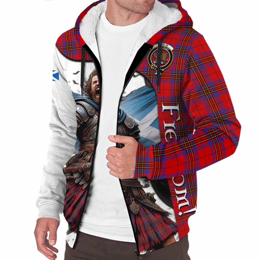 Tartan Vibes Clothing Leslie Crest Tartan Sherpa Hoodie Inspired by the Freedom of Scottish Warrior