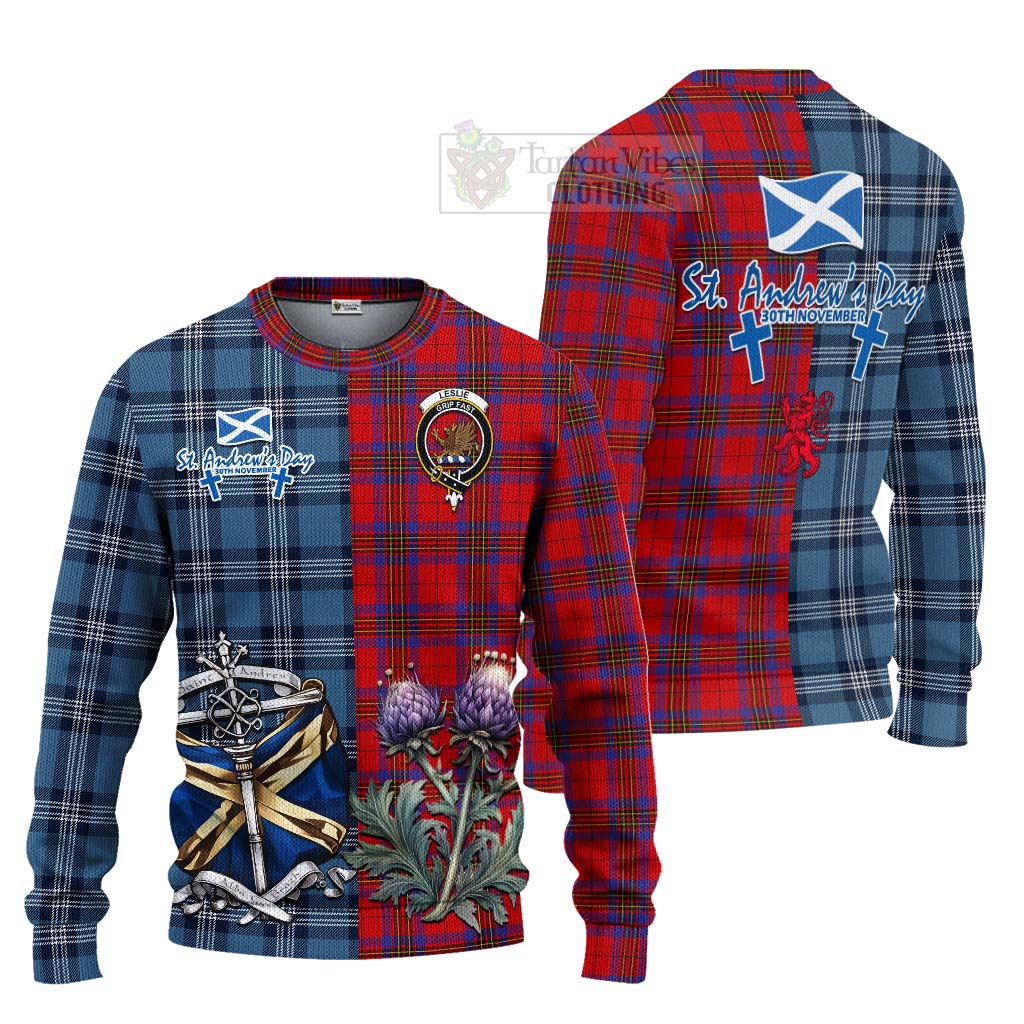 Tartan Vibes Clothing Leslie Tartan Knitted Sweater Happy St. Andrew's Day Half Tartan Style