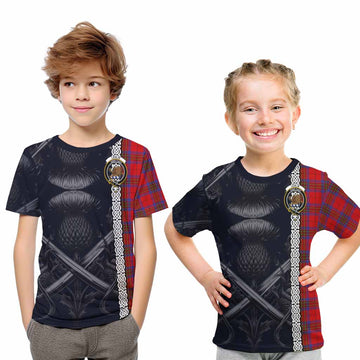 Leslie Tartan Kid T-Shirt with Family Crest Cross Sword Thistle Celtic Vibes