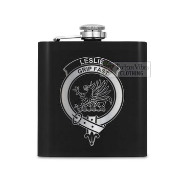 Leslie Crest Hip Flask Set 7oz Black Stainless Steel with A Gift Box One Size 7oz - 2D-tartanvibesclothing