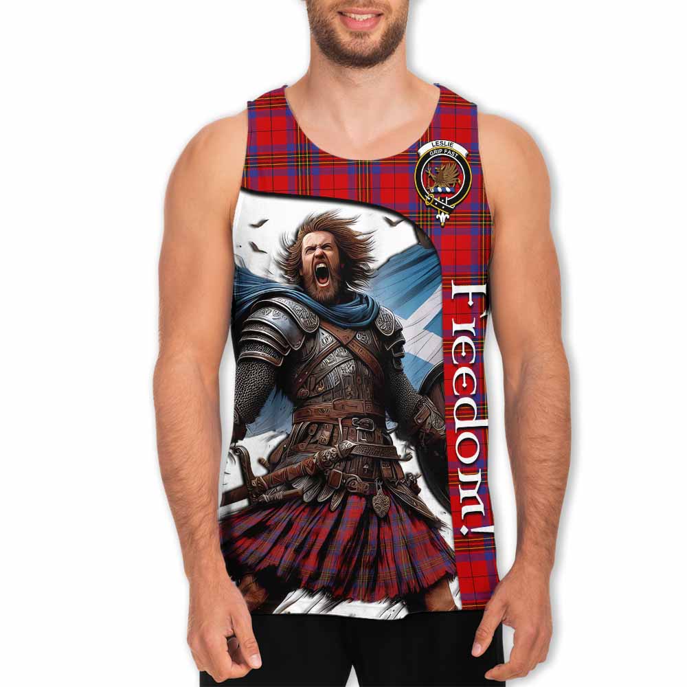 Tartan Vibes Clothing Leslie Crest Tartan Men's Tank Top Inspired by the Freedom of Scottish Warrior