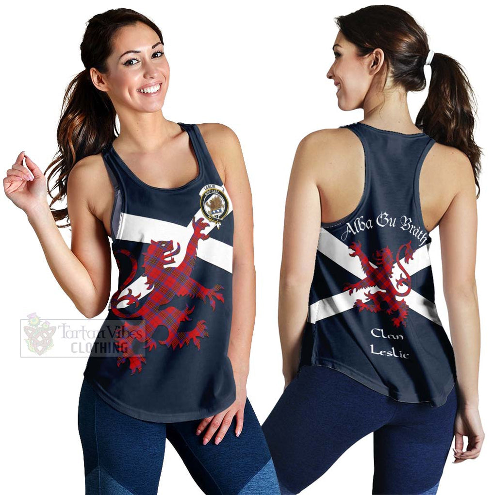 Tartan Vibes Clothing Leslie Tartan Lion Rampant Women's Racerback Tanks – Proudly Display Your Heritage with Alba Gu Brath and Clan Name