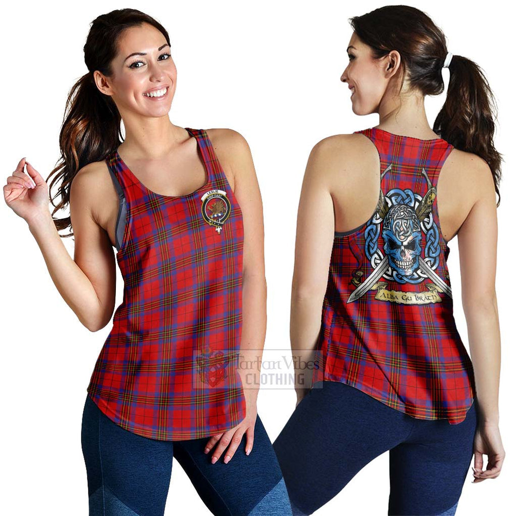 Tartan Vibes Clothing Leslie Tartan Women's Racerback Tanks with Family Crest Celtic Skull Style