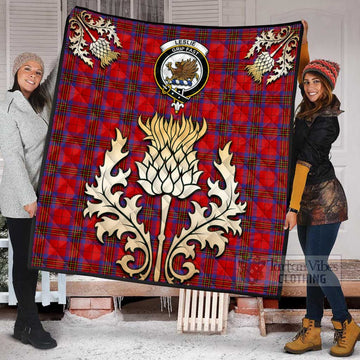 Leslie Tartan Quilt with Family Crest and Golden Thistle Style