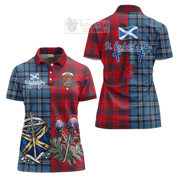 Leslie Tartan Women's Polo Shirt Happy St. Andrew's Day Half Tartan Style