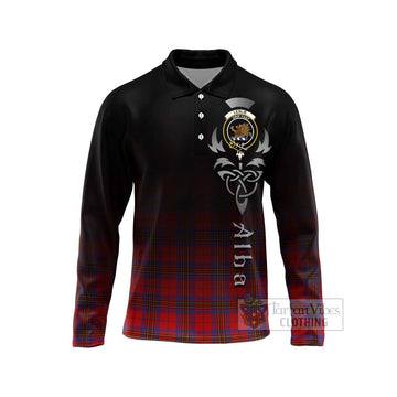 Leslie Tartan Long Sleeve Polo Shirt Featuring Alba Gu Brath Family Crest Celtic Inspired