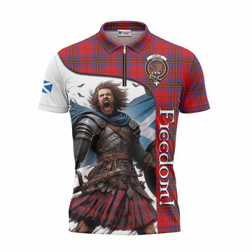 Leslie Crest Tartan Zipper Polo Shirt Inspired by the Freedom of Scottish Warrior