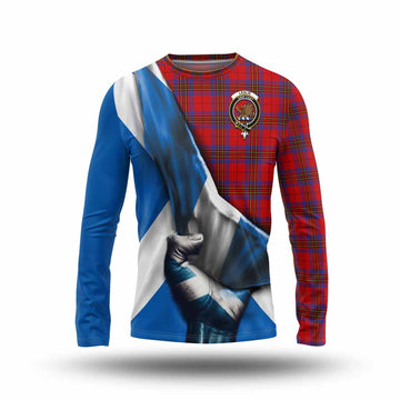 Leslie Tartan Long Sleeve T-Shirt with Family Crest Scotland Patriotic Style