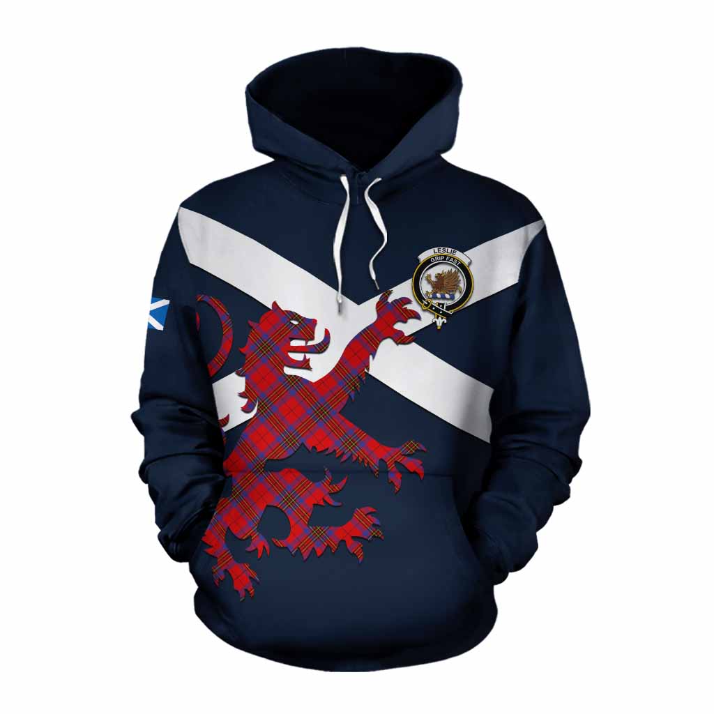 Tartan Vibes Clothing Leslie Tartan Lion Rampant Cotton Hoodie Proudly Display Your Heritage with Alba Gu Brath and Clan Name